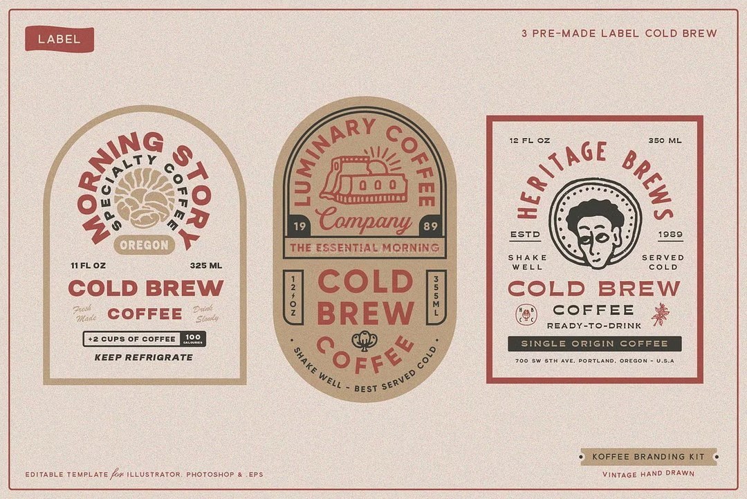 复古纹身印章风咖啡品牌全案视觉设计套件